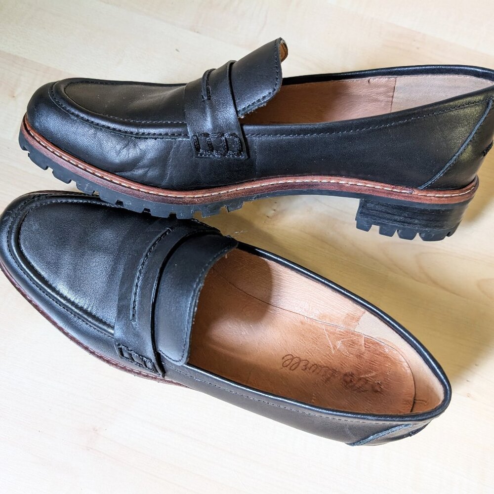 Madewell Corinne lugsole black leather loafers 8.5